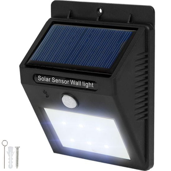 tectake Vonkajšie nástenné svietidlo LED integrovaný solárny panel a detektor pohybu