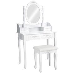 tectake Kozmetický toaletný stolík, zrkadlo a stolička Barok