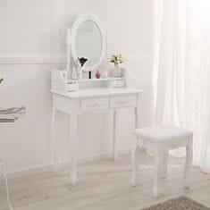 tectake Kozmetický toaletný stolík, zrkadlo a stolička Barok