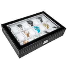 tectake Box na hodinky s 24 priehradkami vrátane kľúča