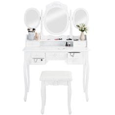 tectake Kozmetický toaletný stolík barok zrkadla a stolička