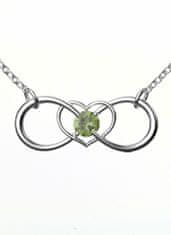 A-B A-B Strieborný náhrdelník Nekonečno v tvare srdca s vltavínom striebro 925/1000 jw-AGV1092