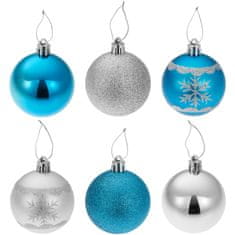 tectake Sada 64 vianočných ozdôb - strieborné / modré