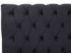Beliani Zamatová posteľ 140 x 200 cm čierna AVALLON