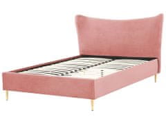 Beliani Zamatová posteľ ružová 140 x 200 cm CHALEIX