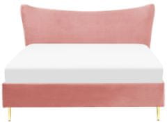 Beliani Zamatová posteľ ružová 160 x 200 cm CHALEIX