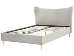 Beliani Zamatová posteľ sivá 140 x 200 cm CHALEIX