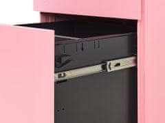 Beliani Kovová úložná skrinka s 3 zásuvkami ružová CAMI