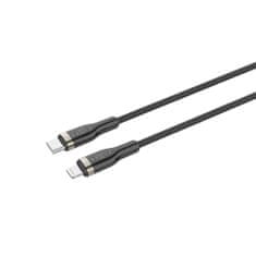 FIXED Dlhý nabíjací a dátový opletený kábel s konektormi USB-C/Lightning a podporou PD, 2 m, MFI FIXDB-CL2-BK, čierny