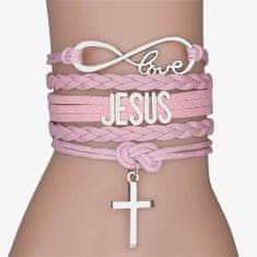 Náramok na ruku s Love Jesus ružový