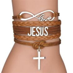 Náramok na ruku s Love Jesus hnedý