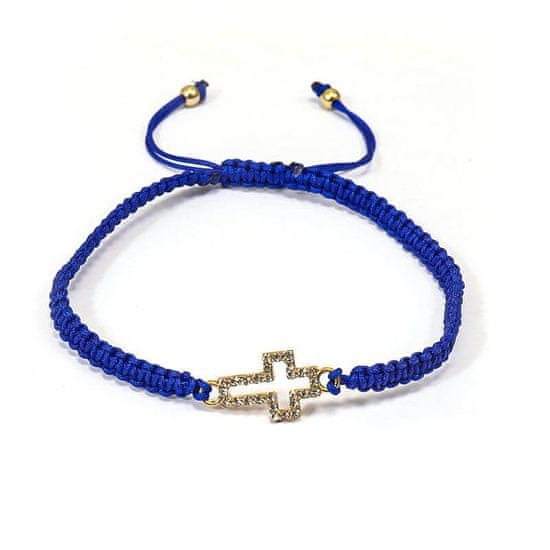 Pletený náramok s krížikom modrý