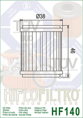 Hiflofiltro Olejový filter HF140