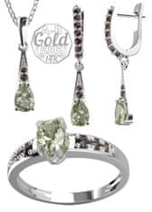 A-B A-B Súprava šperkov Orion s vltavínom a granátmi v bielom zlate zlata 585/14K 200000508
