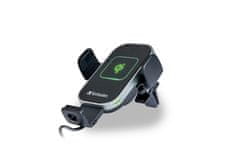 VERBATIM FWC-03,PRO rýchlonabíjací Qi bezdrôtový držiak do auta s automatickou fixáciou telefónu, čierna