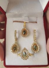 A-B A-B Súprava šperkov Queen s vltavínom a zirkónmi v žltom zlate 585/14K 200000108