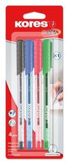 KORES Guľôčkové pero K1 Pen Super Slide 1 mm - sada 4 farieb (modrá, čierna, červená, zelená)