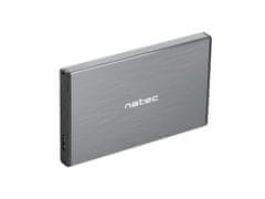 Natec Externý box pre HDD 2,5" USB 3.0 Rhino Go, šedý, hliníkové telo