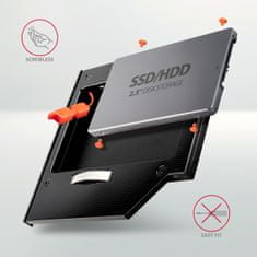 AXAGON RSS-CD09 ODD, Rámček do slotu optickej mechaniky pre 2.5“ SSD/HDD, LED, 9.5 mm, hliníkový