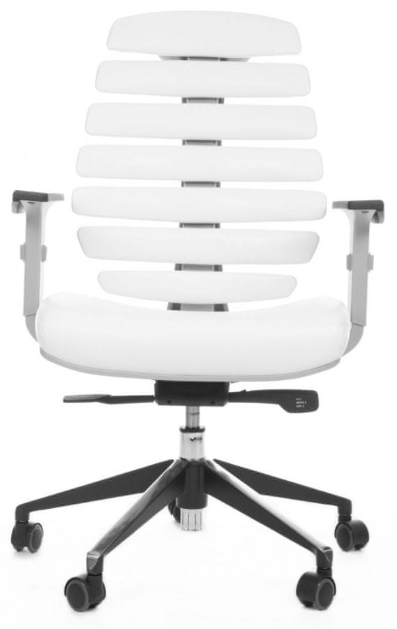Mercury Kancelárska stolička FISH BONES, šedý plast, biela koženka PU480329