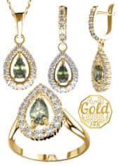 A-B A-B Súprava šperkov Queen s vltavínom a zirkónmi v žltom zlate 585/14K 200000108