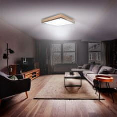 Solight Solight LED stropné osvetlenie s diaľkovým ovládaním, štvorcové, dekor dreva, 3000lm, 40W, 45x45cm WO802