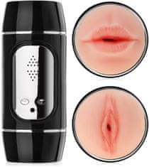XSARA Vibrační masturbátor - 18 funkcí - 2v1 umělá vagína a ústa - 79499680