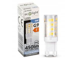 ECOLIGHT LED žiarovka - G9 - 5W - studená biela