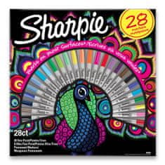 Sharpie Permanentný popisovač Fine + Ultra Fine Peacock sada 28 farieb