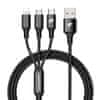 nabíjací a dátový kábel 3v1 USB-A (MicroUSB + Lightning + USB-C) 1,2 m RTACC321, čierna