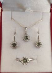 A-B A-B Sada strieborných šperkov Snežienka s českým vltavínom a kubickým zirkónom striebro 925/1000 20000222