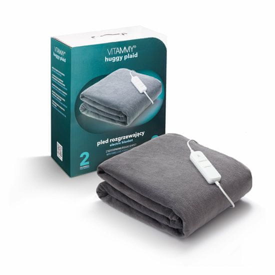 Vitammy HUGGY Elektrická vyhrievacia deka s ovládaním, 180x130cm, tmavá šedá