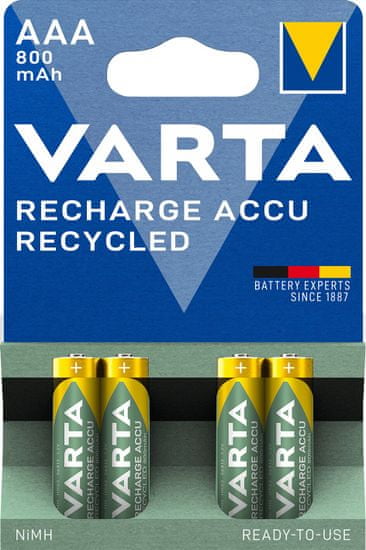 VARTA nabíjecí batérie Recycled AAA 800 mAh, 4ks