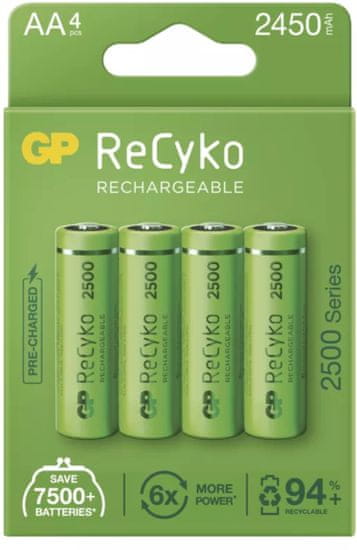GP nabíjecí batérie ReCyko 2500 AA (HR6), 4ks