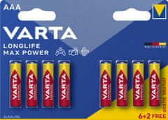 VARTA batérie Longlife Max Power AAA, 6+2ks