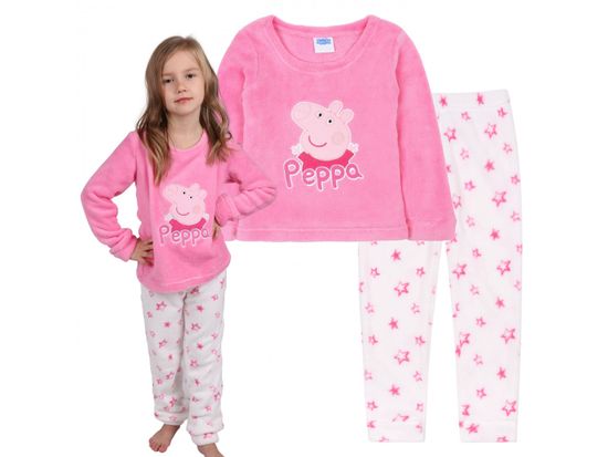 Peppa Pig Peppa Pig Dievčenské fleecové pyžamo, ružovo-biele OEKO-TEX