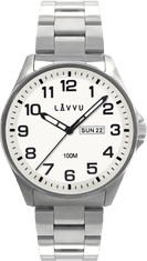 LAVVU Pánske hodinky z nehrdzavejúcej ocele BERGEN White so svietiacim ciferníkom
