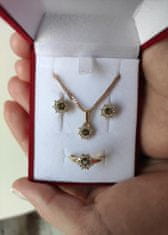 A-B A-B Sada zlatých strieborných šperkov Snežienka s vltavínom a zirkónmi pozlátené striebro 925/1000 20000220