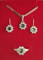 A-B A-B Sada zlatých strieborných šperkov Snežienka s českým vltavínom a kubickým zirkónom pozlátené striebro 925/1000 20000223