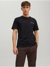 Jack&Jones Čierne pánske tričko s potlačou na chrbte Jack & Jones Navigator S