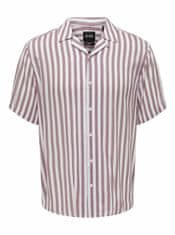 ONLY&SONS Ružovo-biela pánska pruhovaná košeľa s krátkym rukávom ONLY & SONS Wayne S