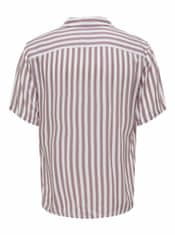 ONLY&SONS Ružovo-biela pánska pruhovaná košeľa s krátkym rukávom ONLY & SONS Wayne L
