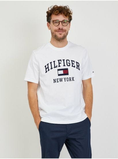 Tommy Hilfiger Biele pánske tričko Tommy Hilfiger