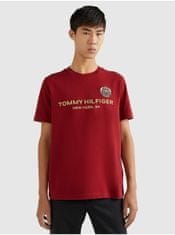 Tommy Hilfiger Červené pánske tričko Tommy Hilfiger L