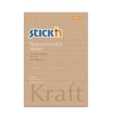 STICK´N Samolepiace bloček "Kraft Notes", linajkový, hnedá farba, 150 x 101 mm, 100 listov, 21641
