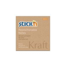 STICK´N Samolepiaci bloček "Kraft Notes", hnedá farba, 76 x 76 mm, 100 listov, 21639