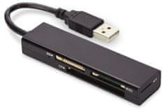 Assmann Ednet USB čítačka kariet 2.0, 4 porty, Podporuje MS, SD, T-Flash, CF formáty čierna