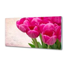 Wallmuralia.sk Panel do kuchyne Ružové tulipány 140x70 cm
