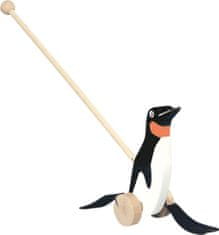 Bino Drevená ťahacia hračka: Tučniak na tyči/čiernobiely