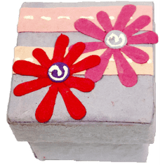 Moveo Krabička z ručného papiera fialová s ružovými kvetmi